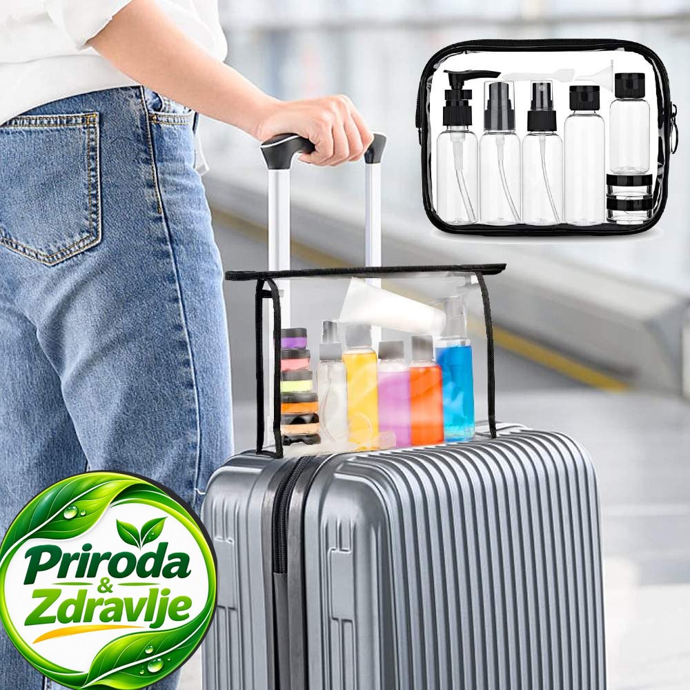0121_tron1-1 Avio neseser sa bočicama za putovanja od 9 delova - Slika 1